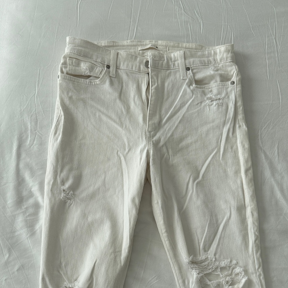 Joe's Jeans White Skinny Jeans with Frayed Hem